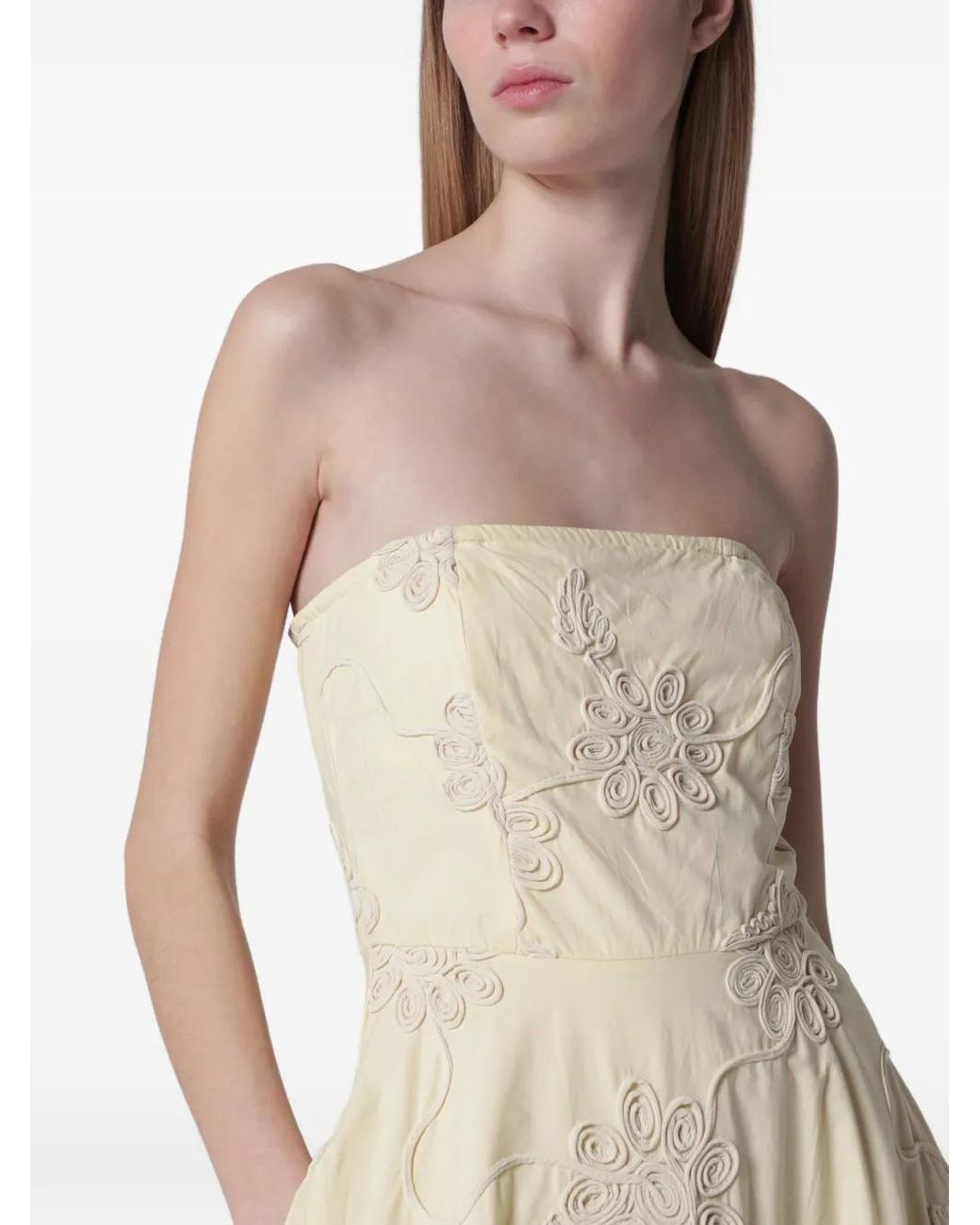 ROTATE BIRGER CHRISTENSEN Natural Flared Midi Strap Dress