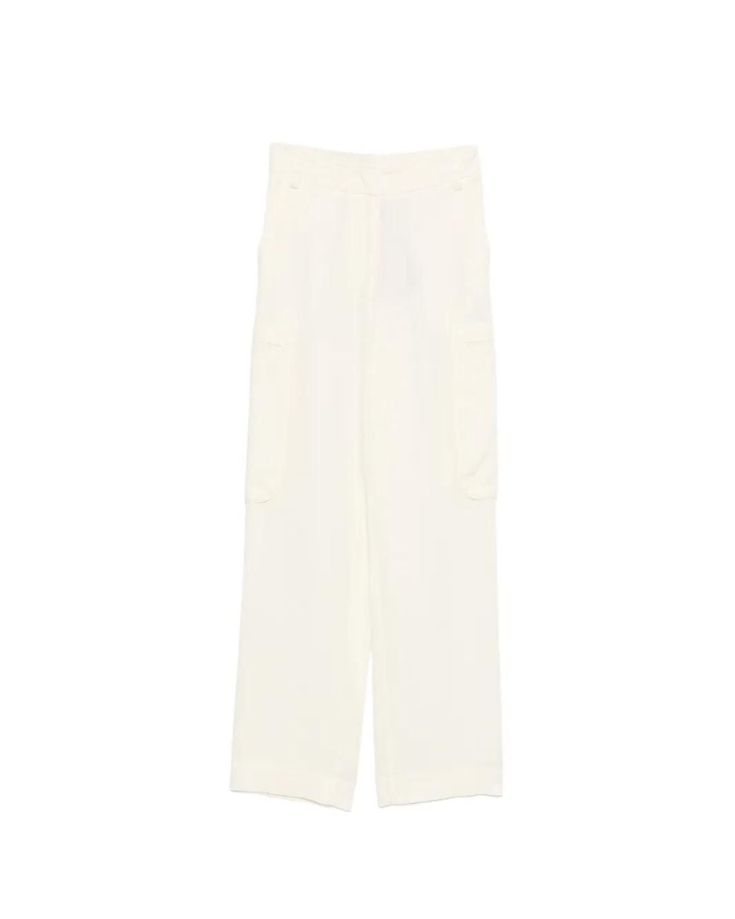 Twinset White Cargo-Pocket Straight Trousers