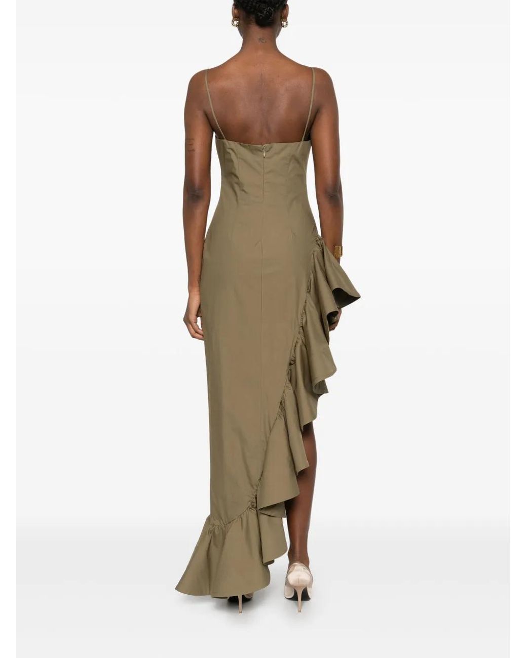 GIUSEPPE DI MORABITO Green Ruffle-Detail Maxi Dress