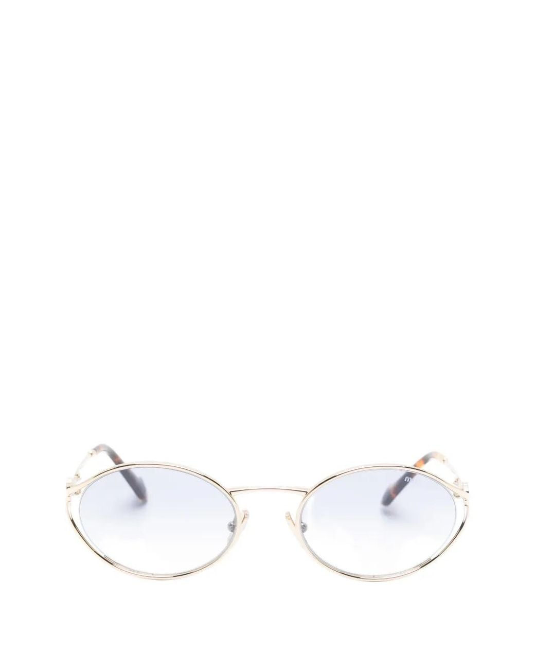 Miu Miu White Logo-Plaque Oval-Frame Sunglasses