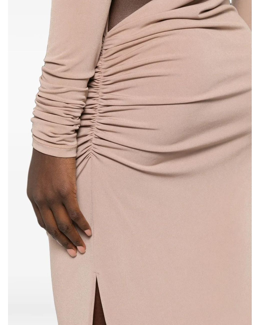 ANDAMANE Pink Sophie Ruched Open-Back Maxi Dress