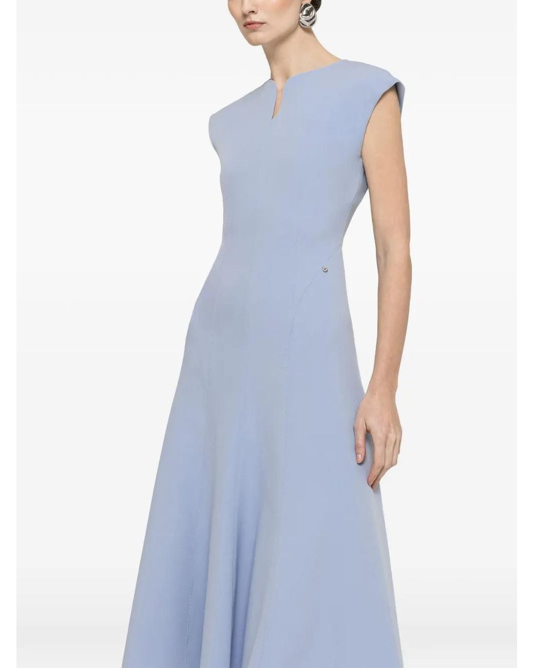 Nissa Blue A-Line Midi Dress