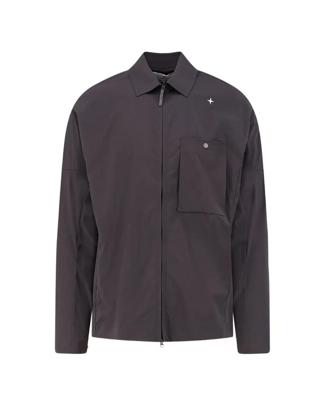 Stone Island Gray 1200016 Recycled Stretch Nylon Tela_S.I. Stelina Overshirt for men
