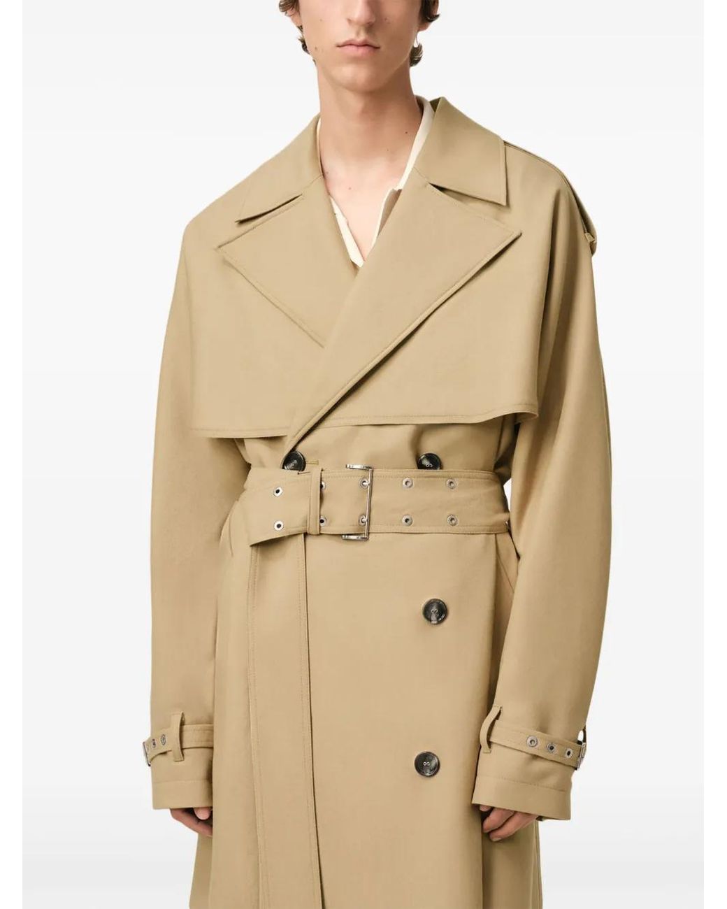 AMI Natural Virgin Wool Trench Coat for men