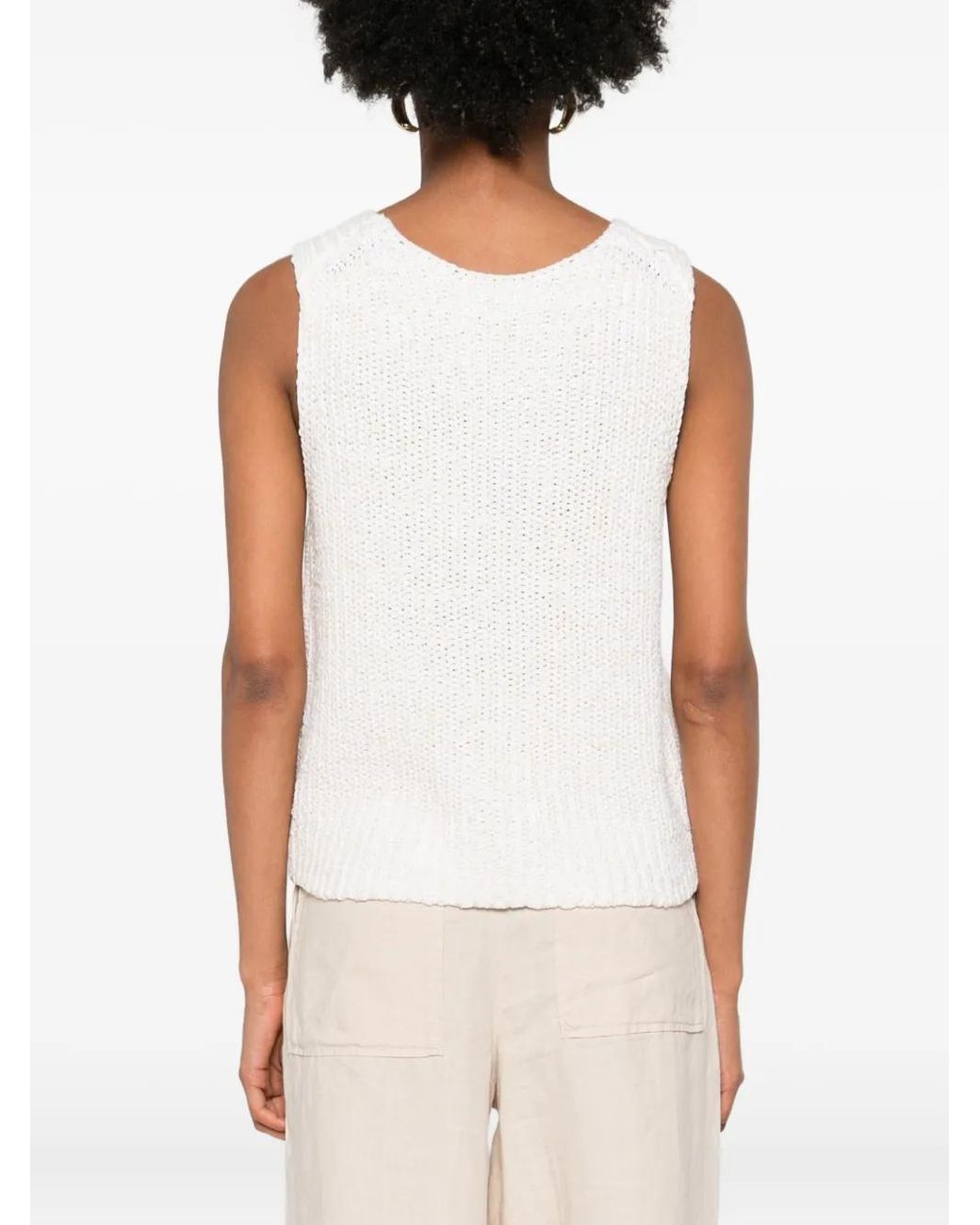 Marc O' Polo White Open-Knit Sleeveless Top