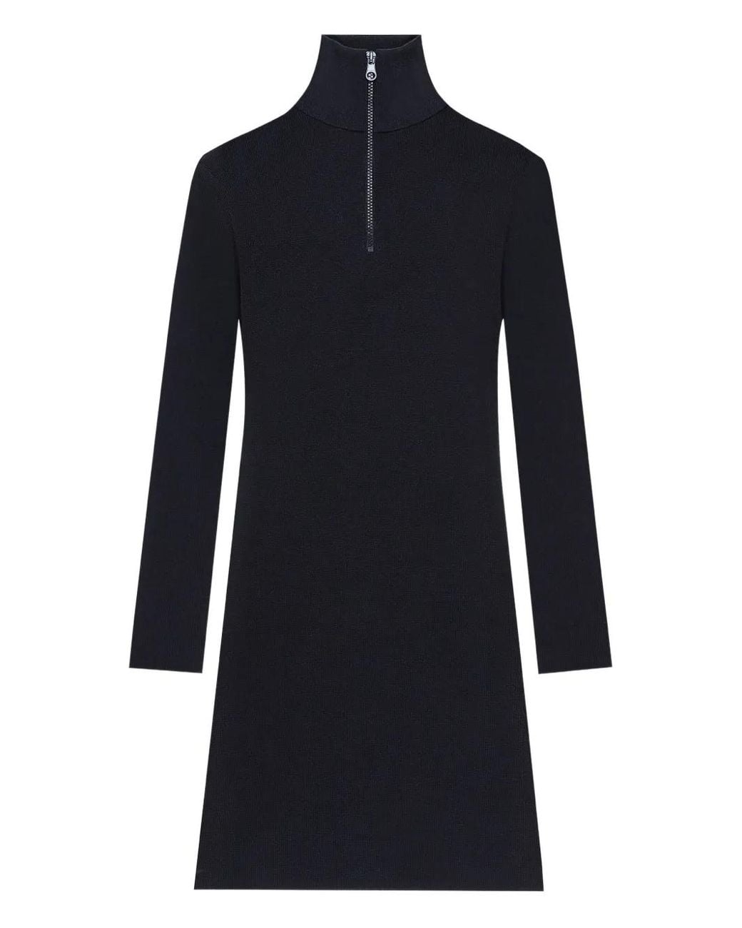 Courreges Blue Mock-Neck Zip-Front Mini Dress