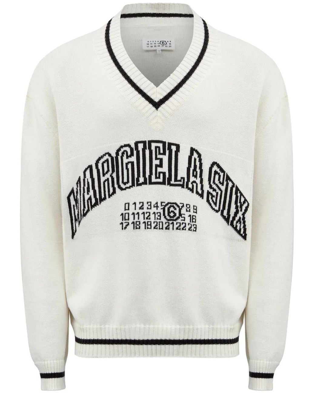 MM6 by Maison Margiela White Cotton And Wool Sweater With V-Neck for men