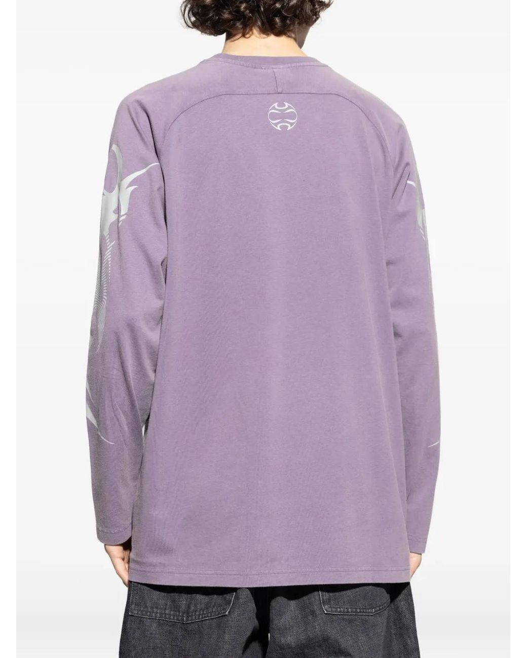Adidas Purple Long-Sleeve Graphic-Print T-Shirt for men