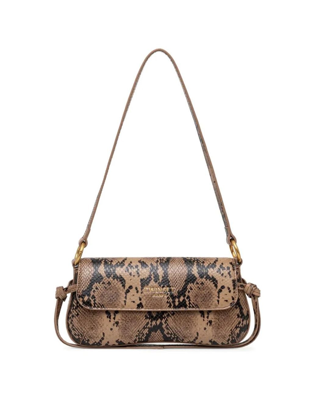 Twinset Natural Snakeskin-Effect Shoulder Bag