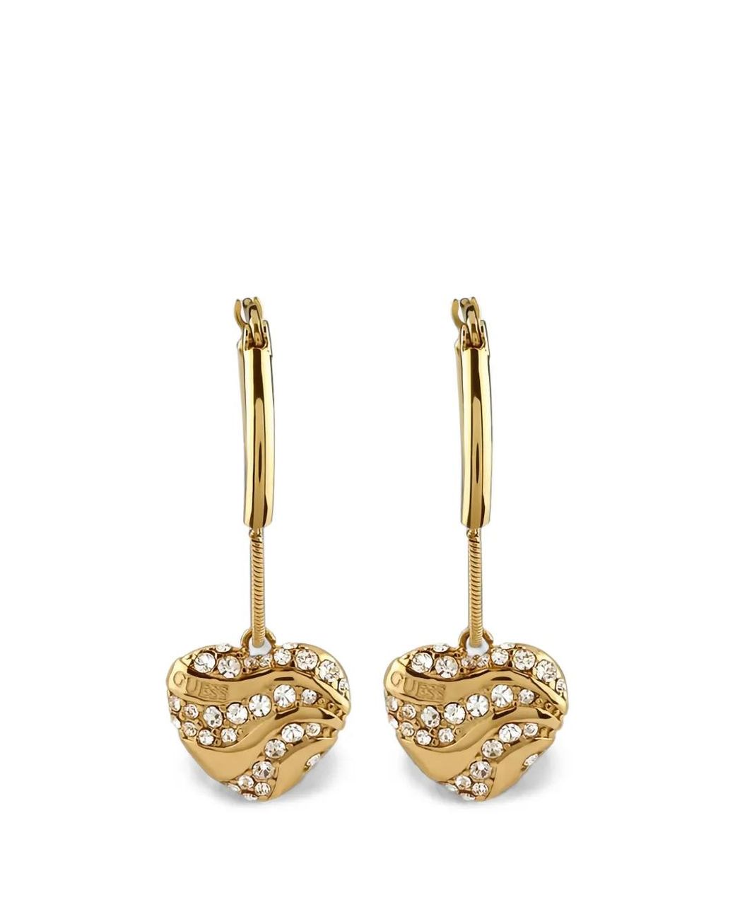 Guess Metallic Heart Waves Hoop Earrings