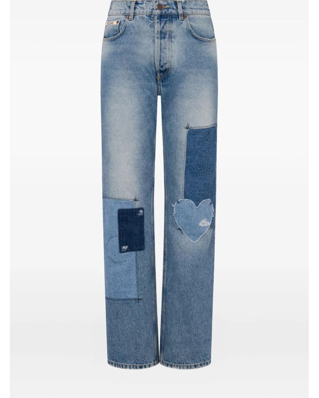 Moschino Blue Patchwork Straight-Leg Jeans