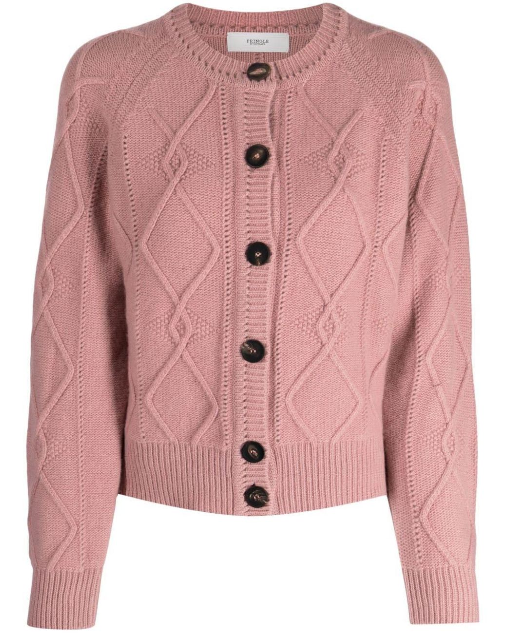 Pringle of Scotland Chunky-knit Wool-cashmere Blend Cardigan in Pink | Lyst