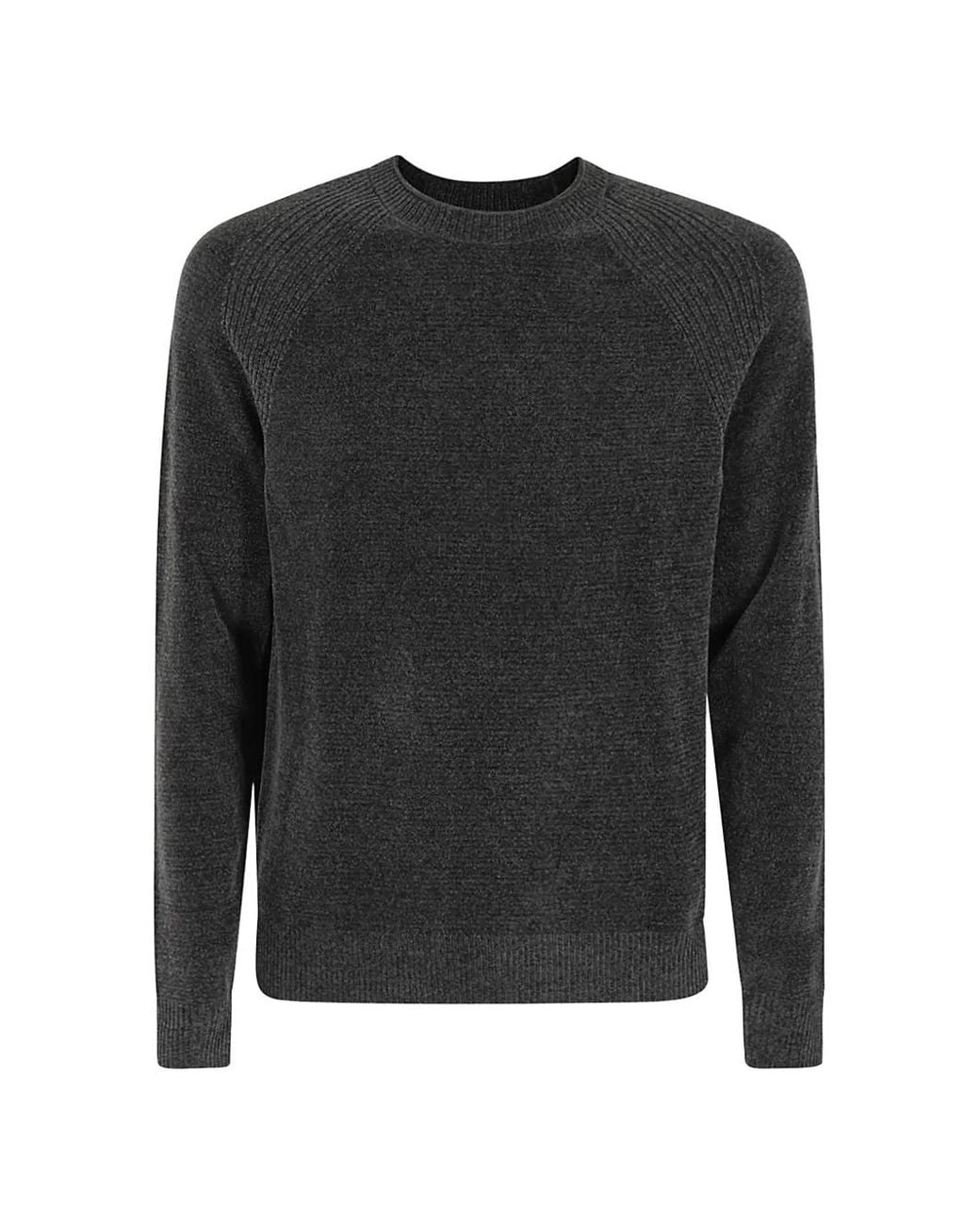 Rrd Black Ribbed-Knit Raglan-Sleeve Sweater for men