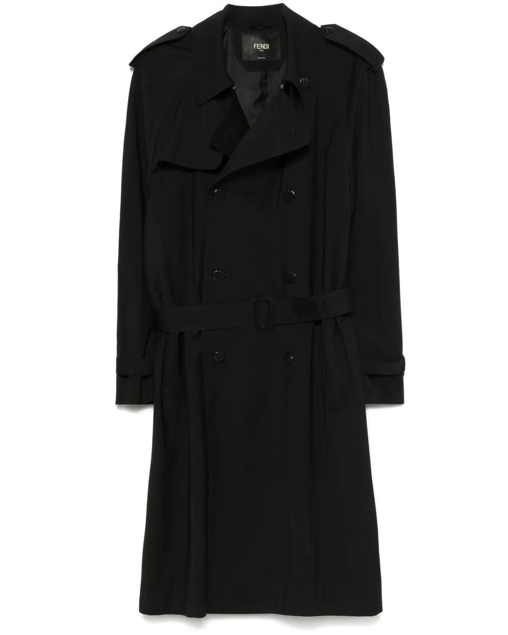 Fendi Black Belted Trench Coat for men