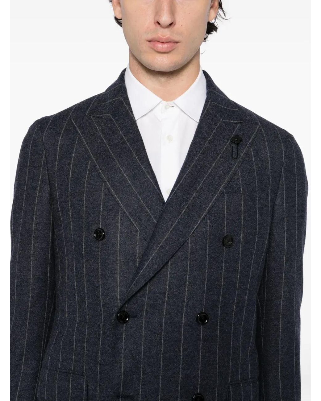 Lardini Blue Striped Double-Breasted Suit for men