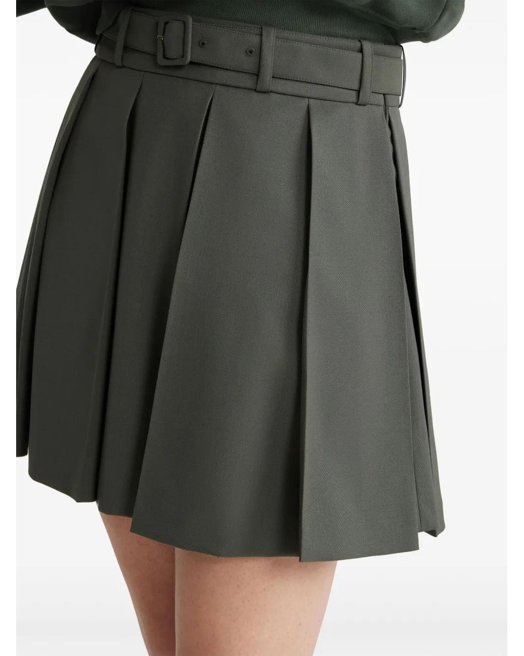 Patou Green Pleated Mini Skirt