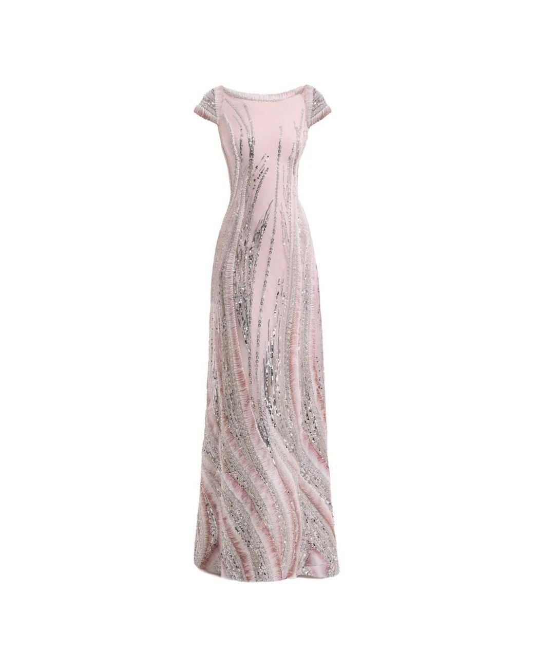Gemy Maalouf Pink Beaded Sequin-Embellished Dress