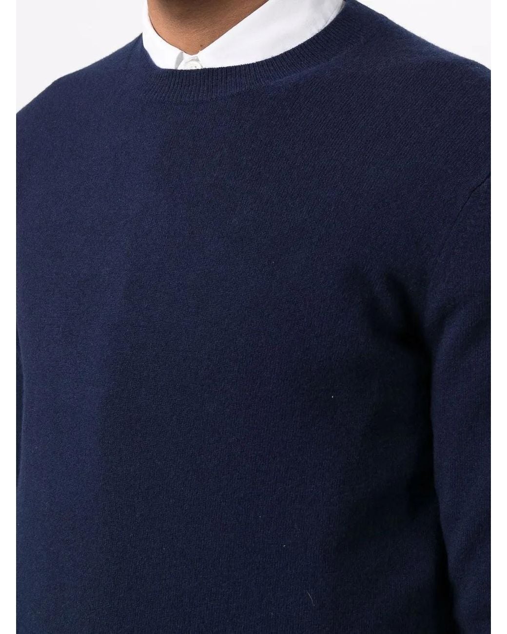 Comme des Garçons Blue Lambswool Crewneck Knit Sweater for men