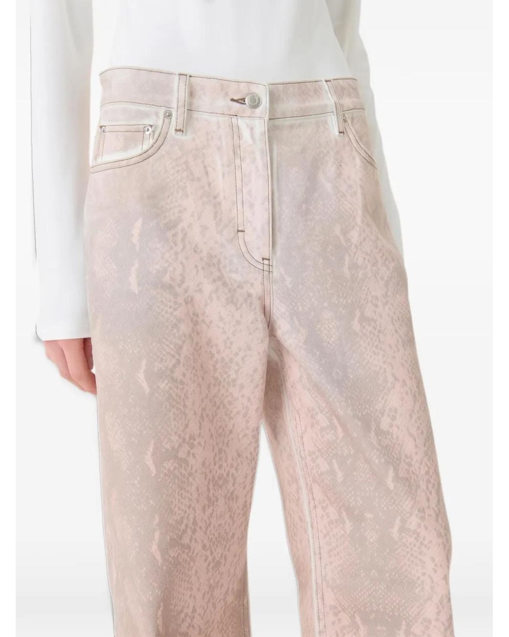 IRO White Mamba Python-Print Jeans
