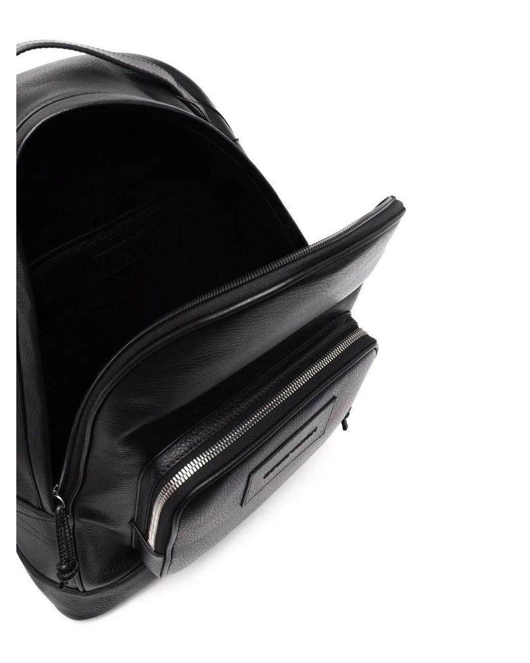 Emporio Armani Black Logo Leather Backpack for men