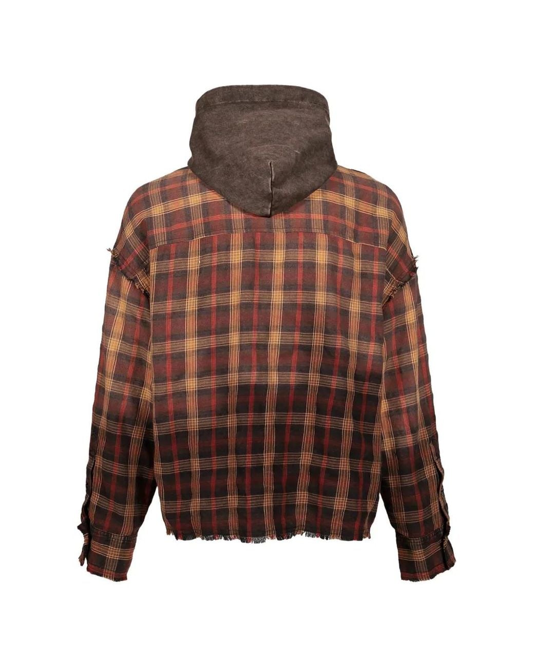 WIZZARD Brown Check-Pattern Hooded Shirt Jacket for men