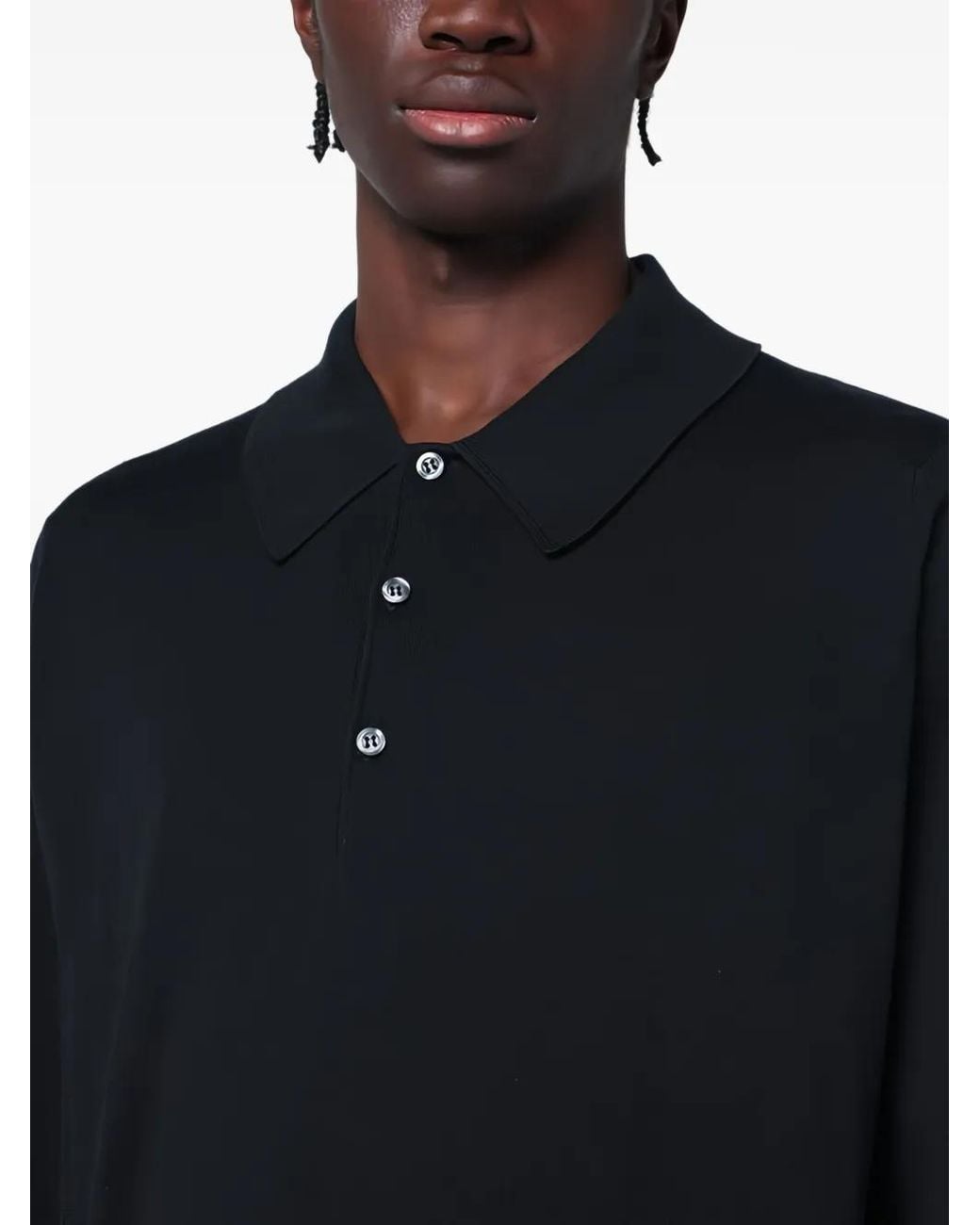 John Smedley Black Finchley Polo Shirt for men