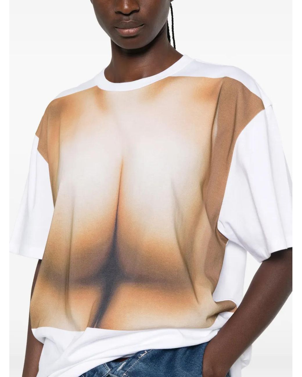 Jean Paul Gaultier White Trompe L'Oeil Graphic-Print T-Shirt