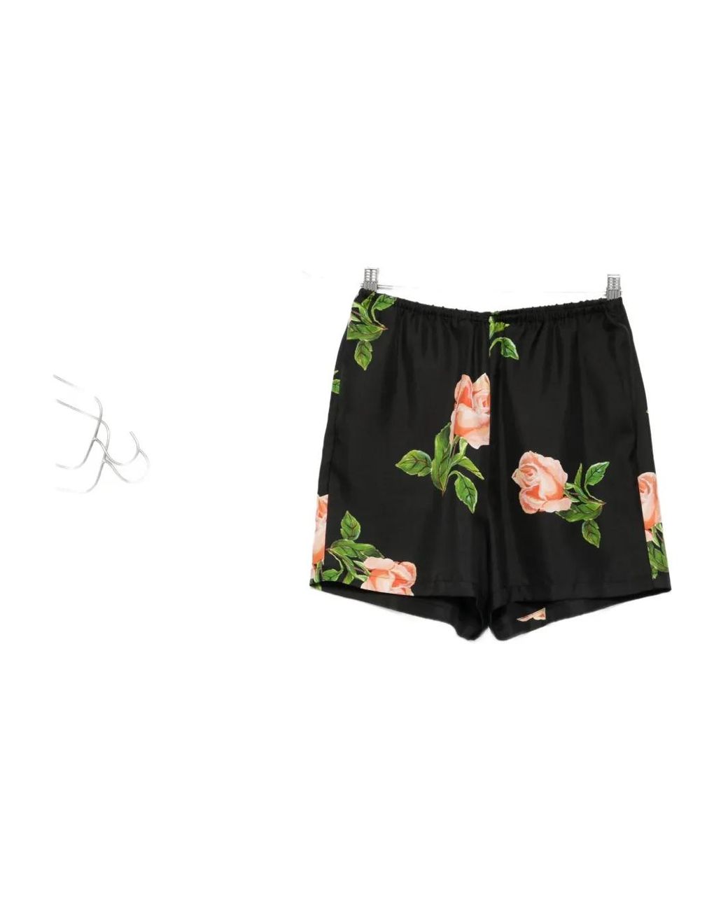 Nanushka Black Anish Rose-Print Shorts