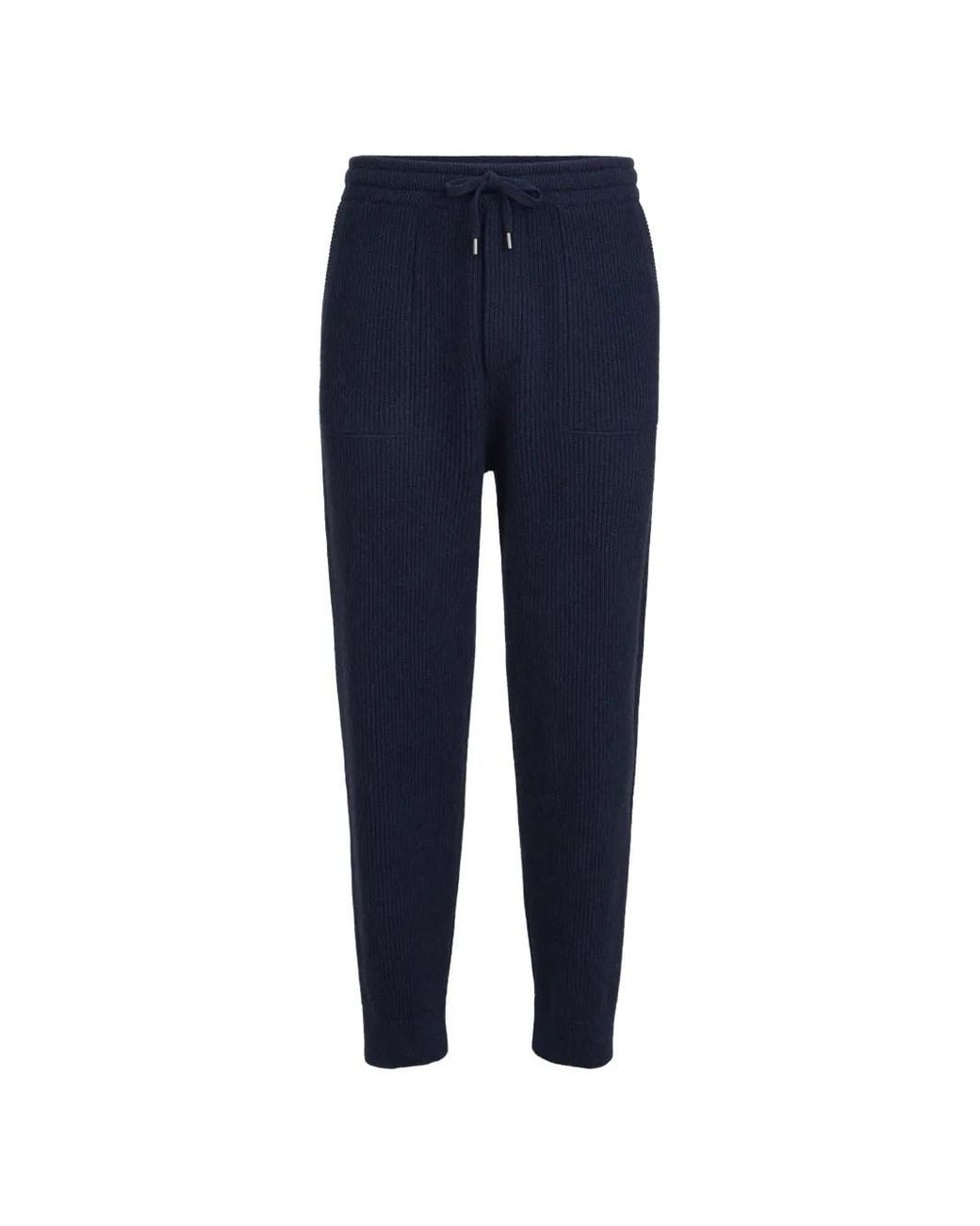 Brunello Cucinelli Blue Cashmere English Rib Knit Joggers for men