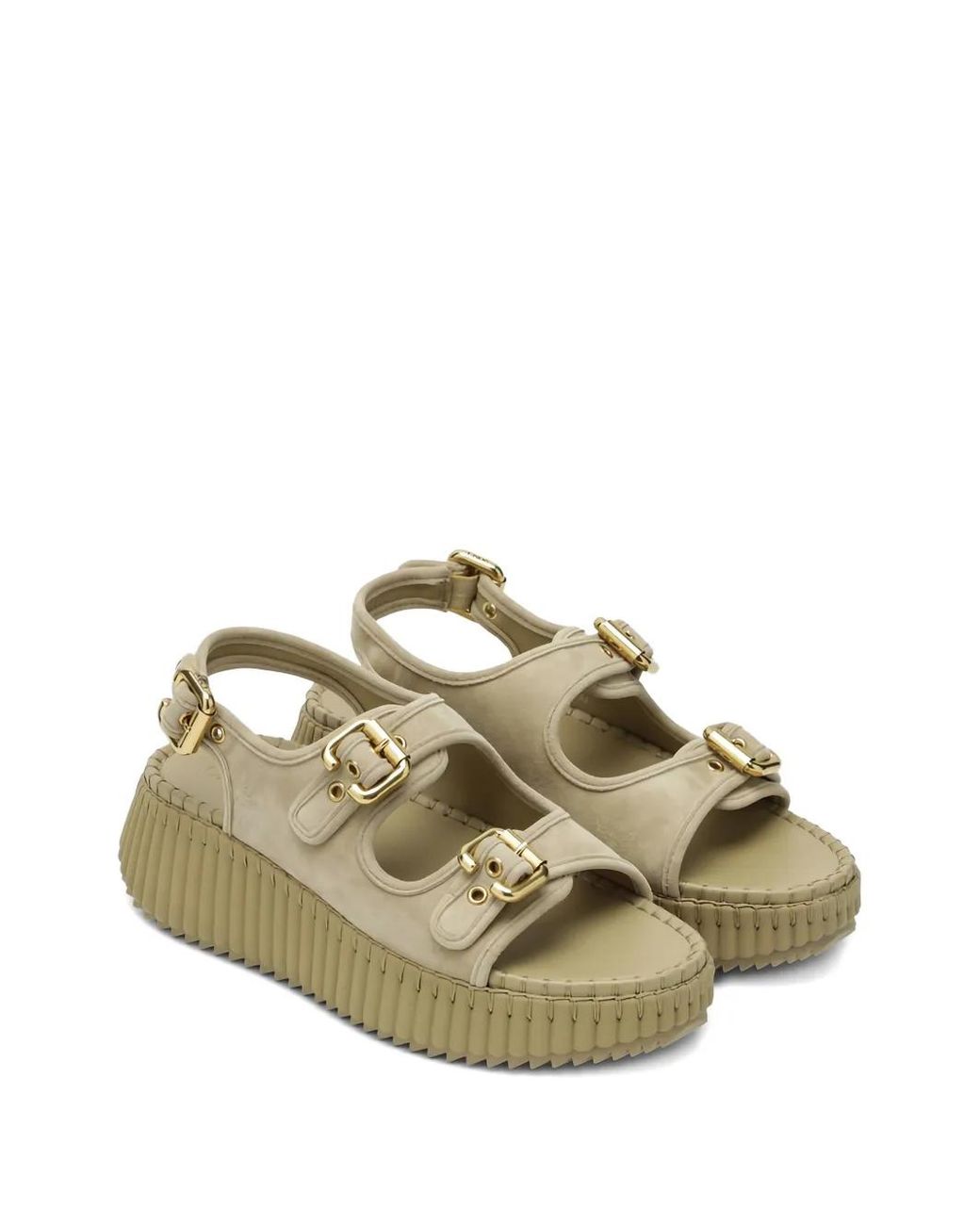 Chloé Metallic Nama Wedge Sandals