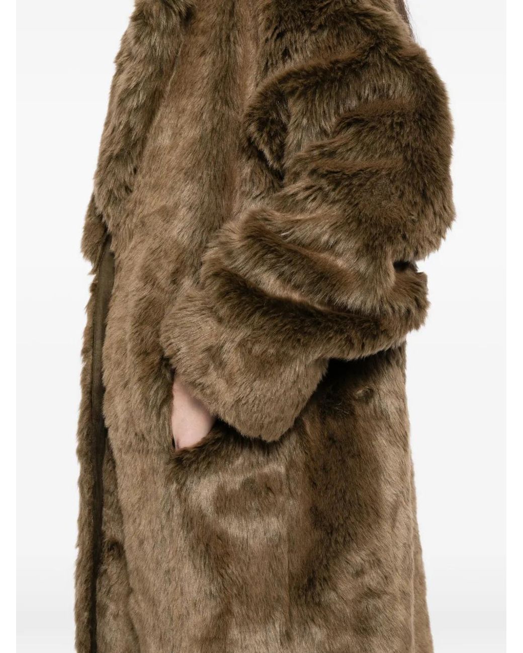 Cynthia Rowley Brown Geknöpfter Mantel Aus Faux Fur