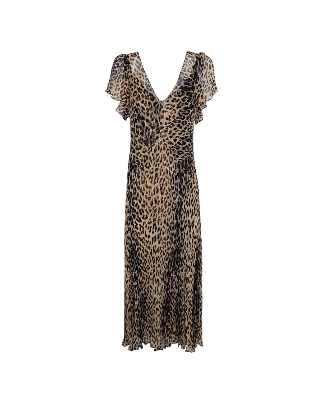 Rixo Natural Nina Leopard-Print Maxi Dress