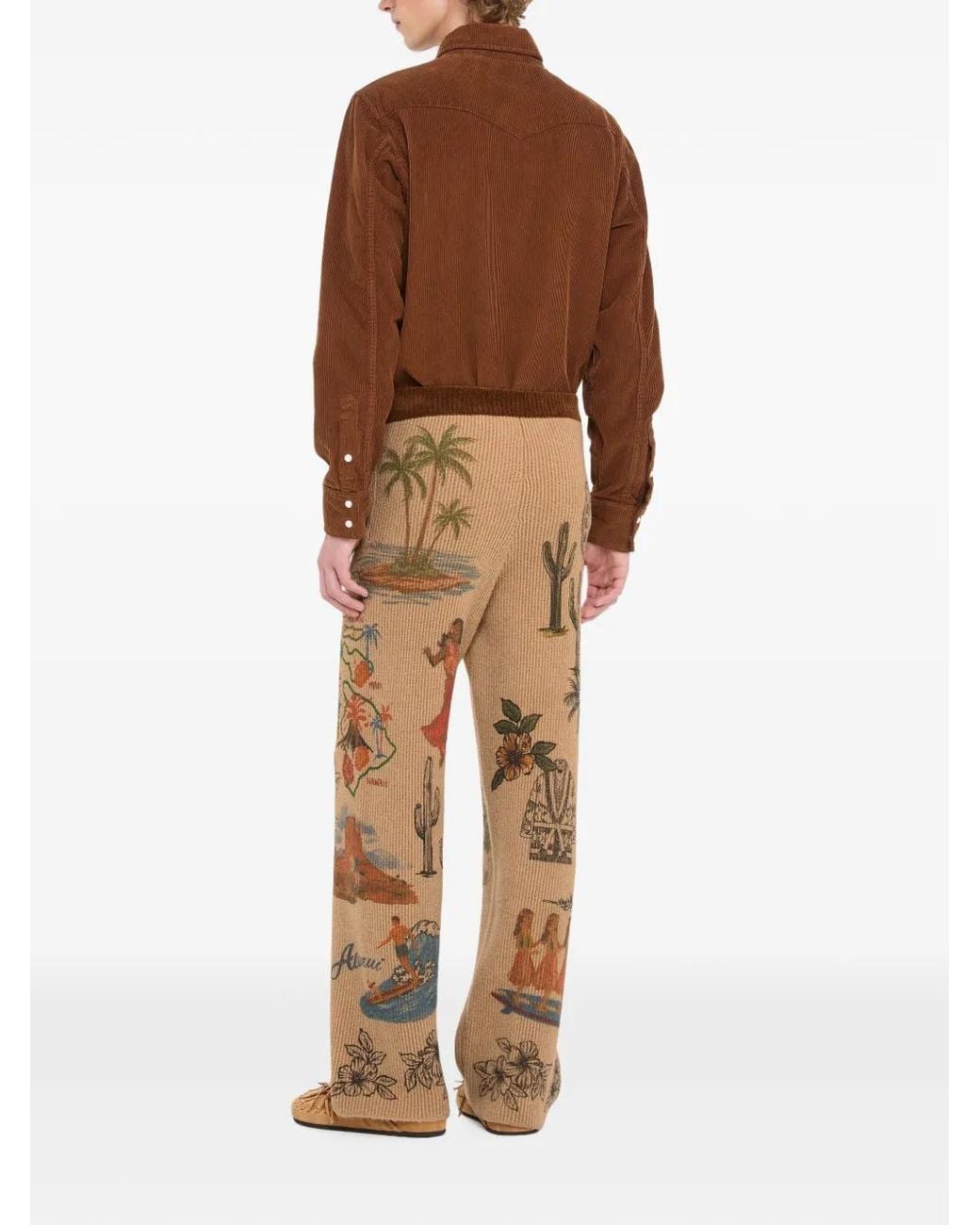 Alanui Natural The Decade Graphic-Print Trousers for men