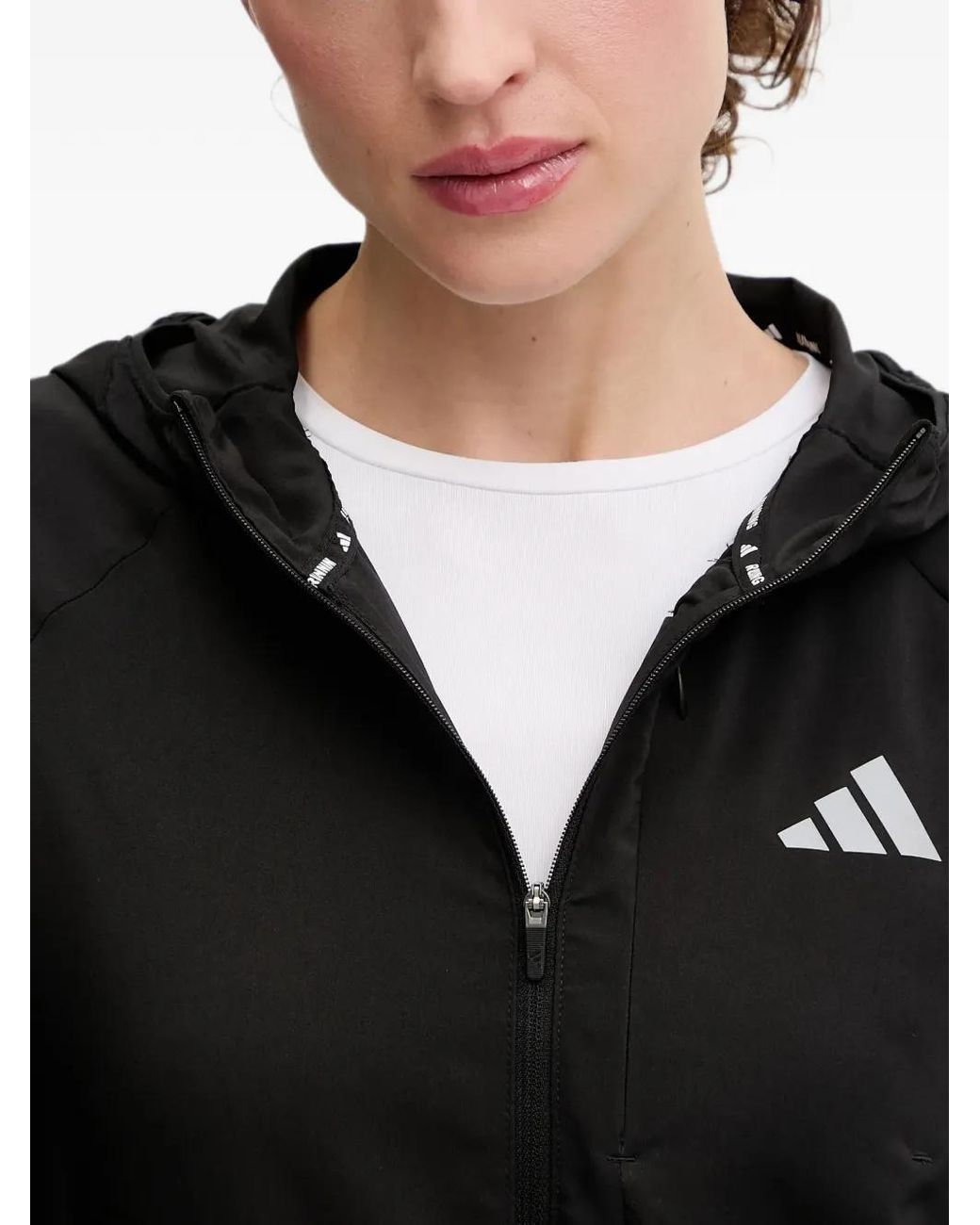 Adidas Black Logo-Print Hooded Jacket