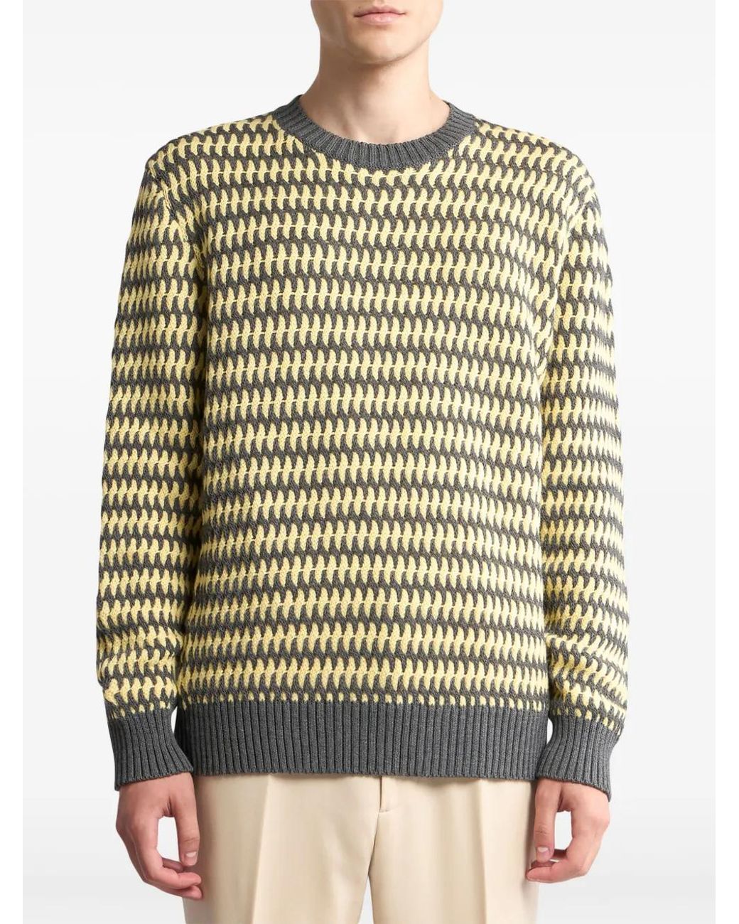 Etro Yellow Wool-Jacquard Jumper for men