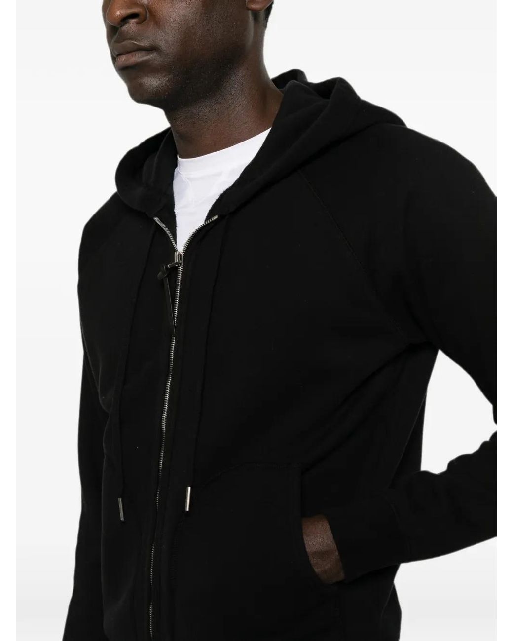 Tom Ford Black Zip-Fastening Drawstring Hoodie for men