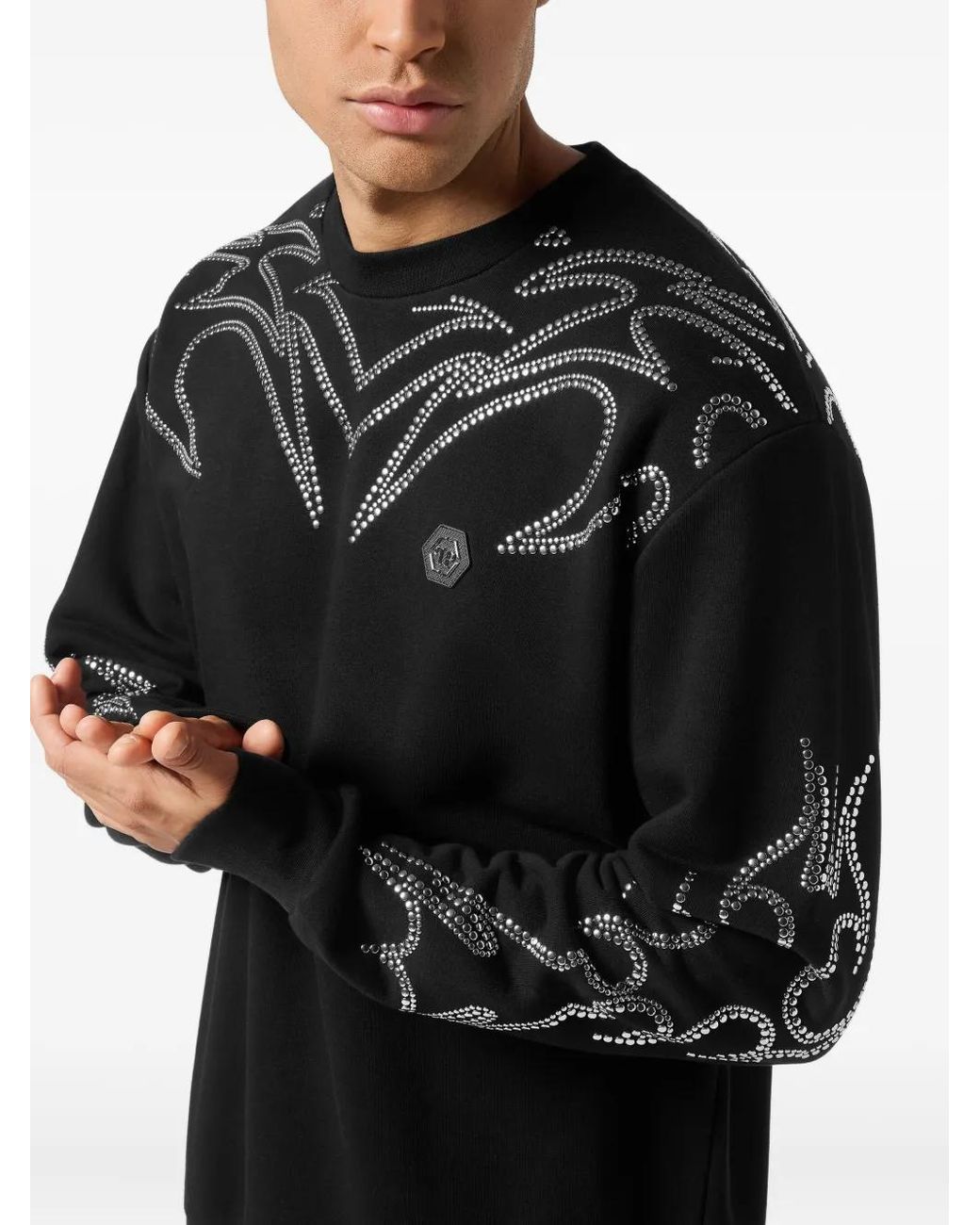 Philipp Plein Black Stud-Detailing Sweatshirt for men