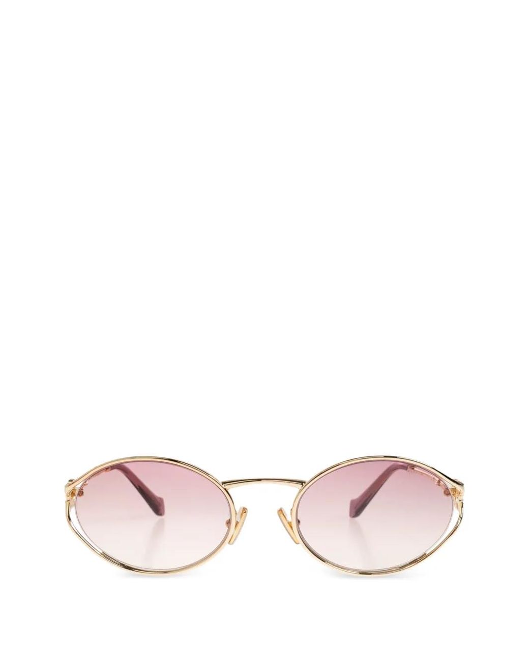 Miu Miu Pink Lunettes De Soleil Ovales À Plaque Logo