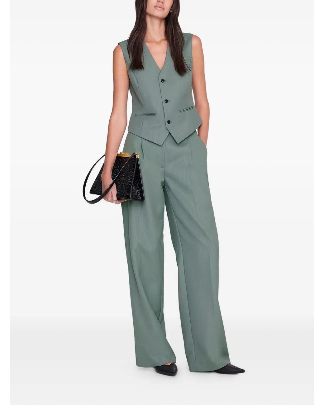 Anine Bing Blue Mario Buttoned Vest