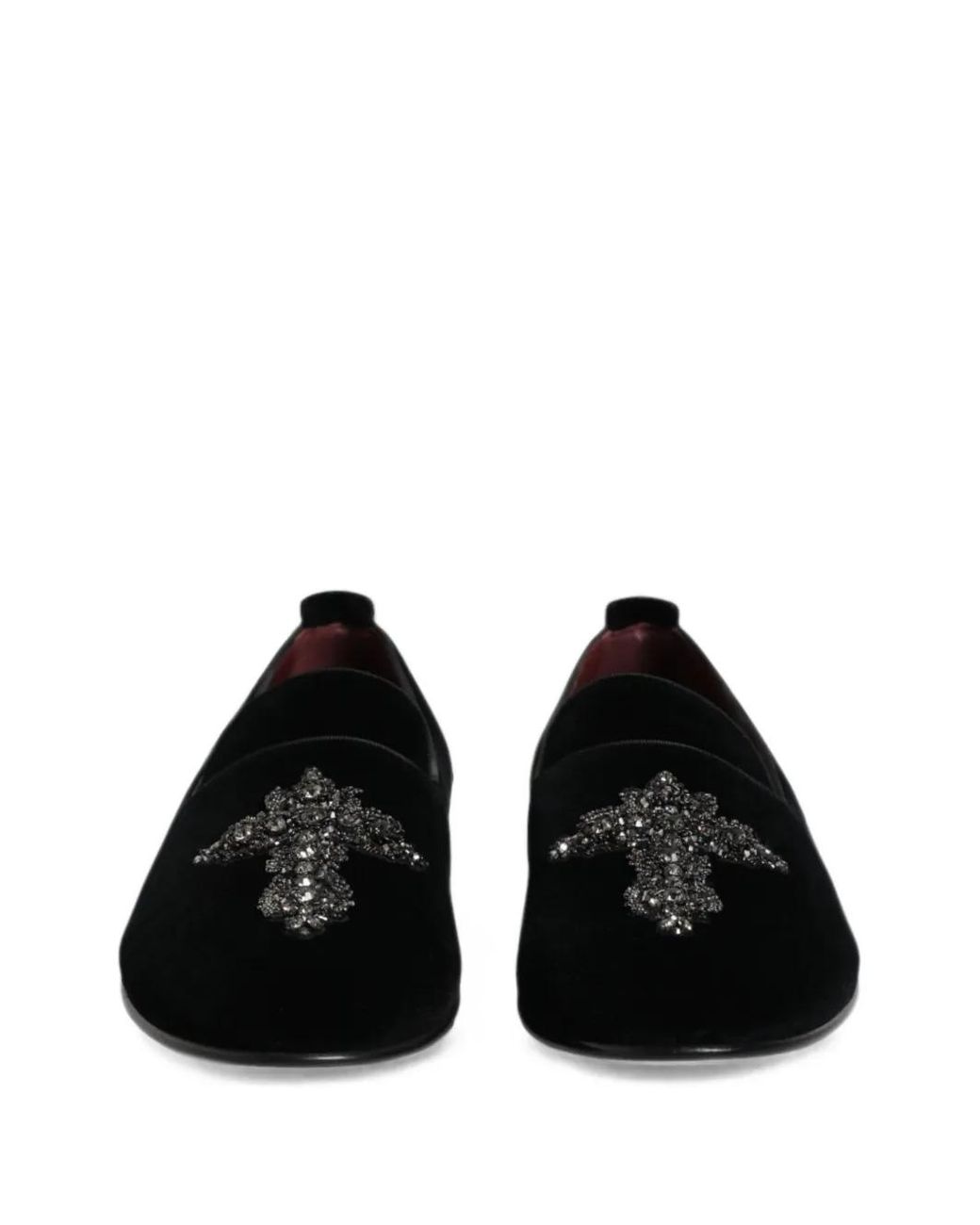Dolce & Gabbana Black Embellished Velvet Loafers for men