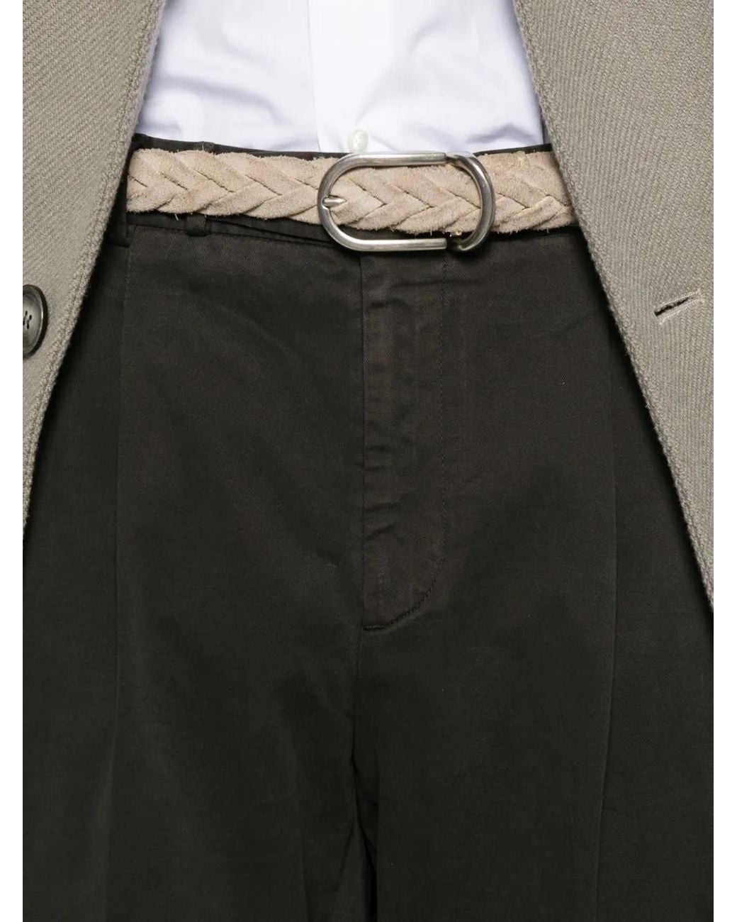 PT Torino Black Pleated Cuffed Trousers for men