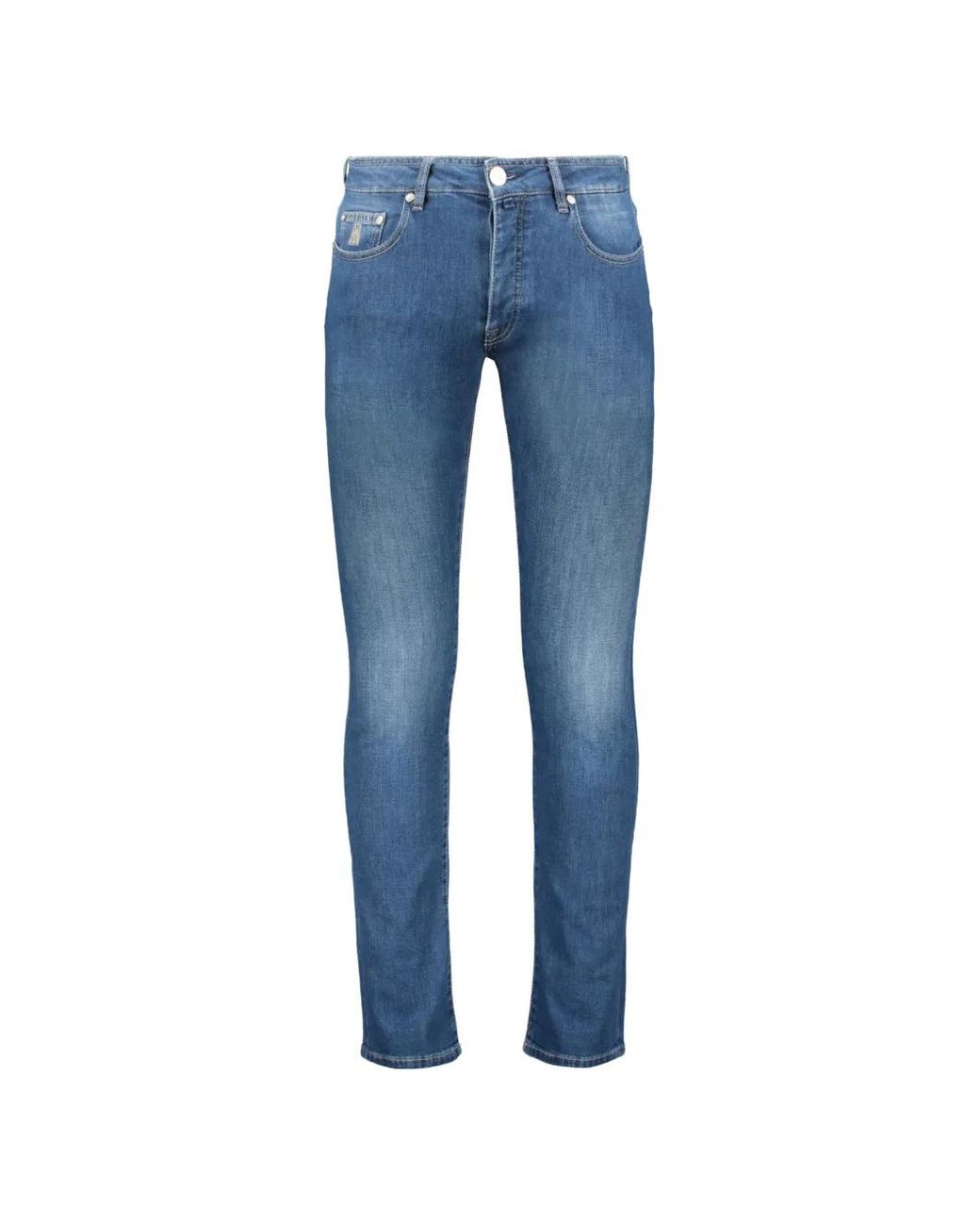 Moorer Blue Slim-Fit Faded-Effect Jeans for men