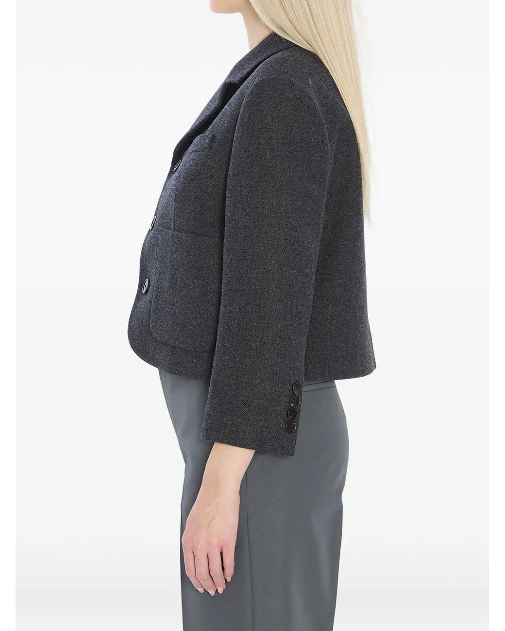 Gucci Gray Tailored Wool Jacket Featuring Cropped Fit