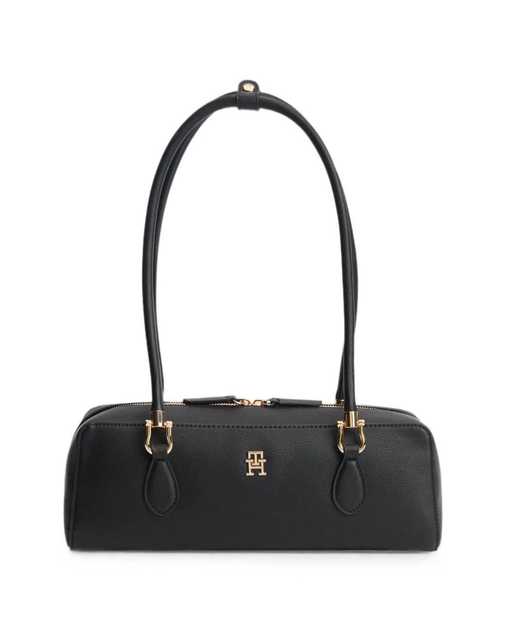 Tommy Hilfiger Black Logo-Plaque Shoulder Bag