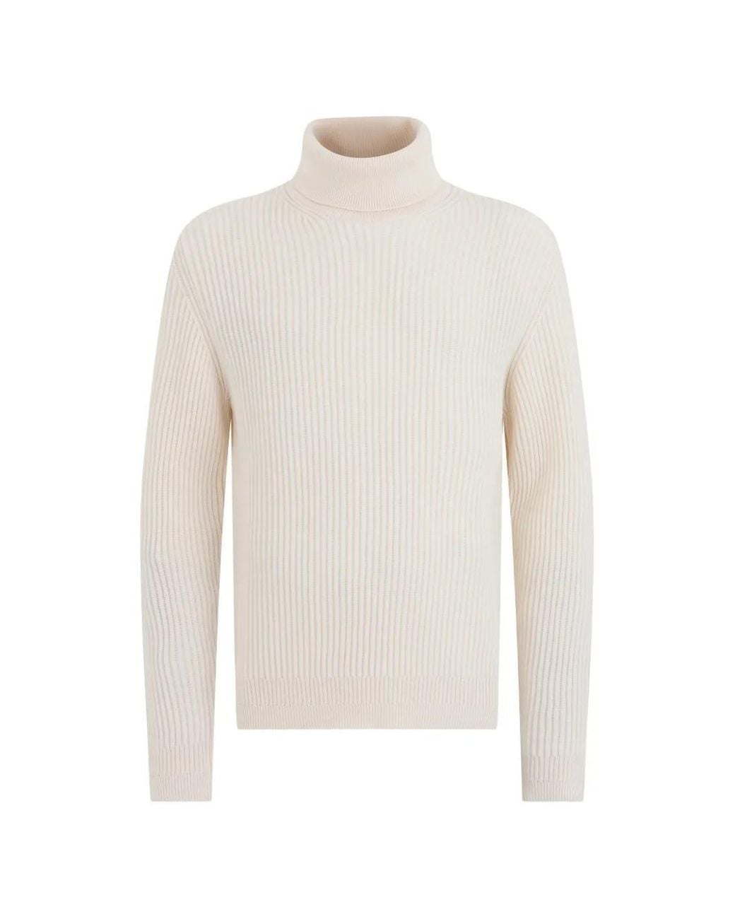 Slowear White Pull Côtelé À Col Roulé for men