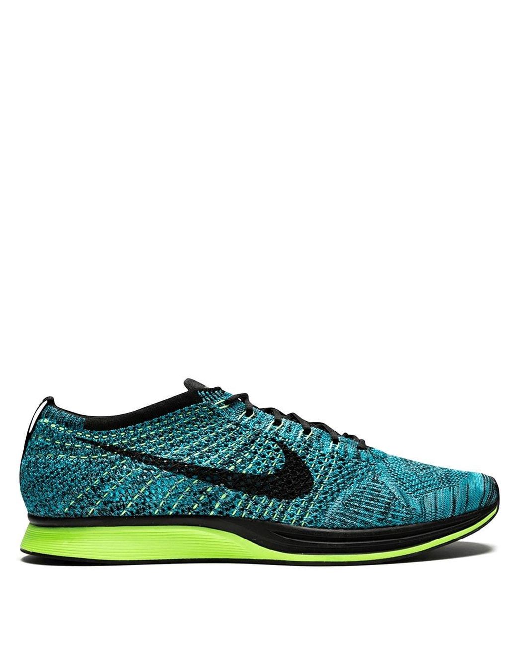 nike flyknit racer green strike/black-blue lagoon