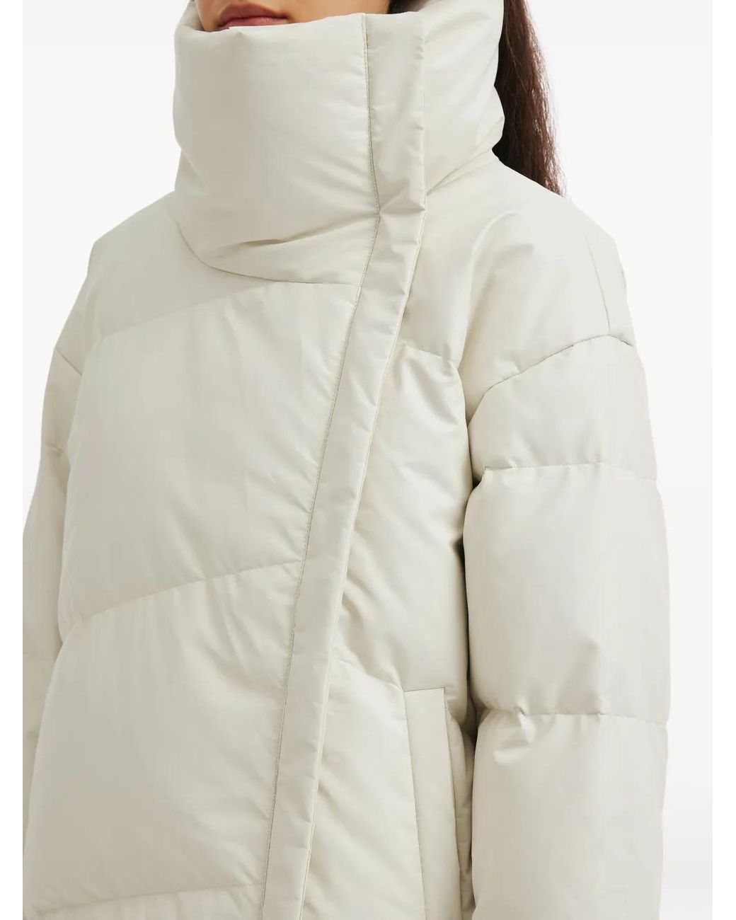 B+ AB White Quilted Funnel-Neck Jacket