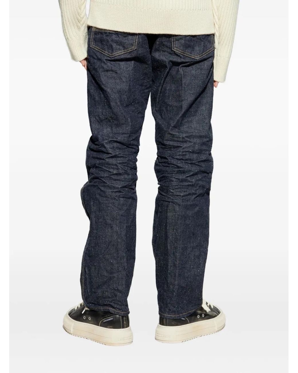 DSquared² Blue Button Fastening Ruched Trousers for men