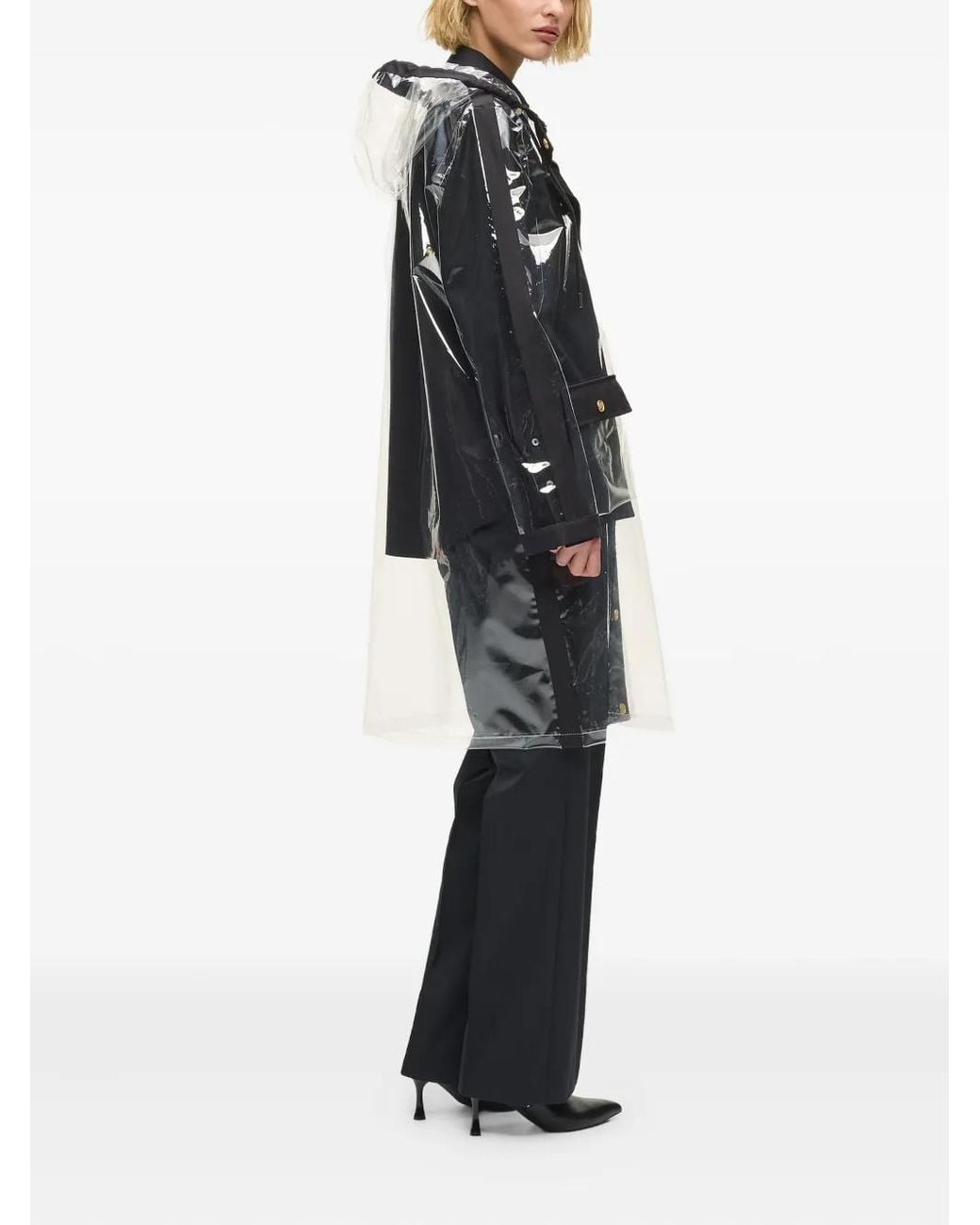Karl Lagerfeld White Pockets Hooded Raincoat