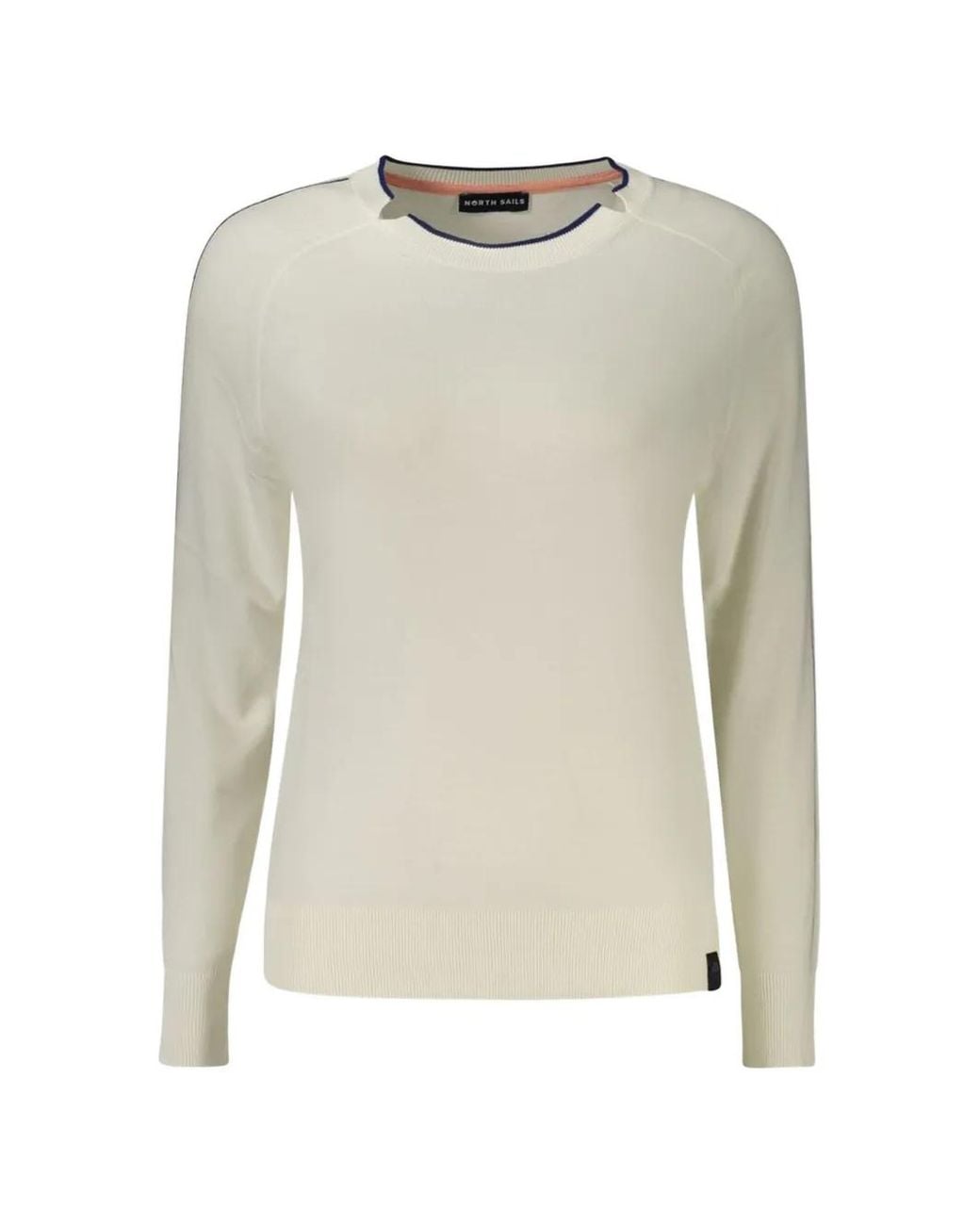 North Sails White Contrast-Trim Long-Sleeve Sweater